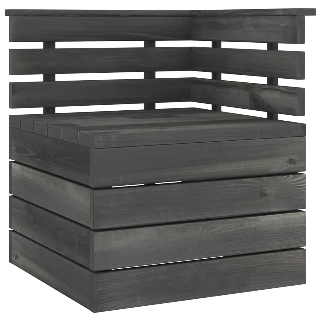 Canapea de colt cu spatar din paleti, vidaXL, Lemn, 65 x 65 x 71.5 cm, Gri