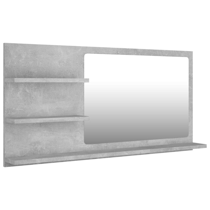 Oglinda de baie, gri beton, 90 x 10,5 x 45 cm, PAL 805019