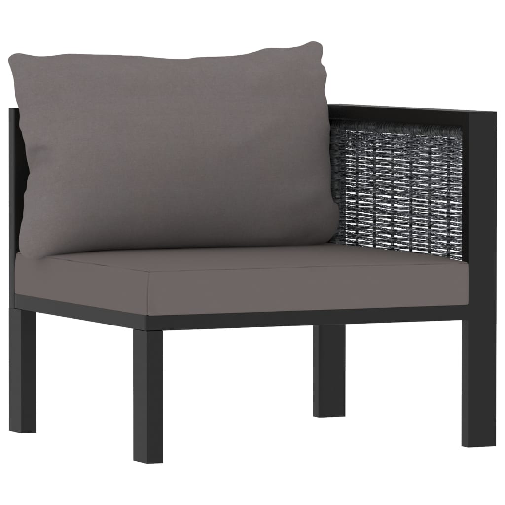 Canapea de colt modulara cotiera stanga cu perne vidaXL, Poliratan, 68 x 68 x 60 cm, Antracit/Gri inchis