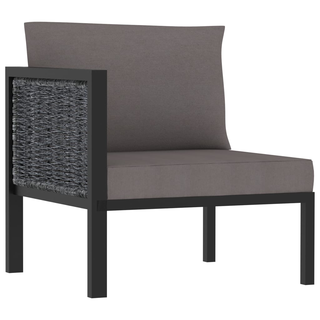 Canapea de colt dreapta de exterior cu perne, vidaXL, Poliratan-Poliester, 68 x 68 x 60 cm, Gri inchis/Antracit