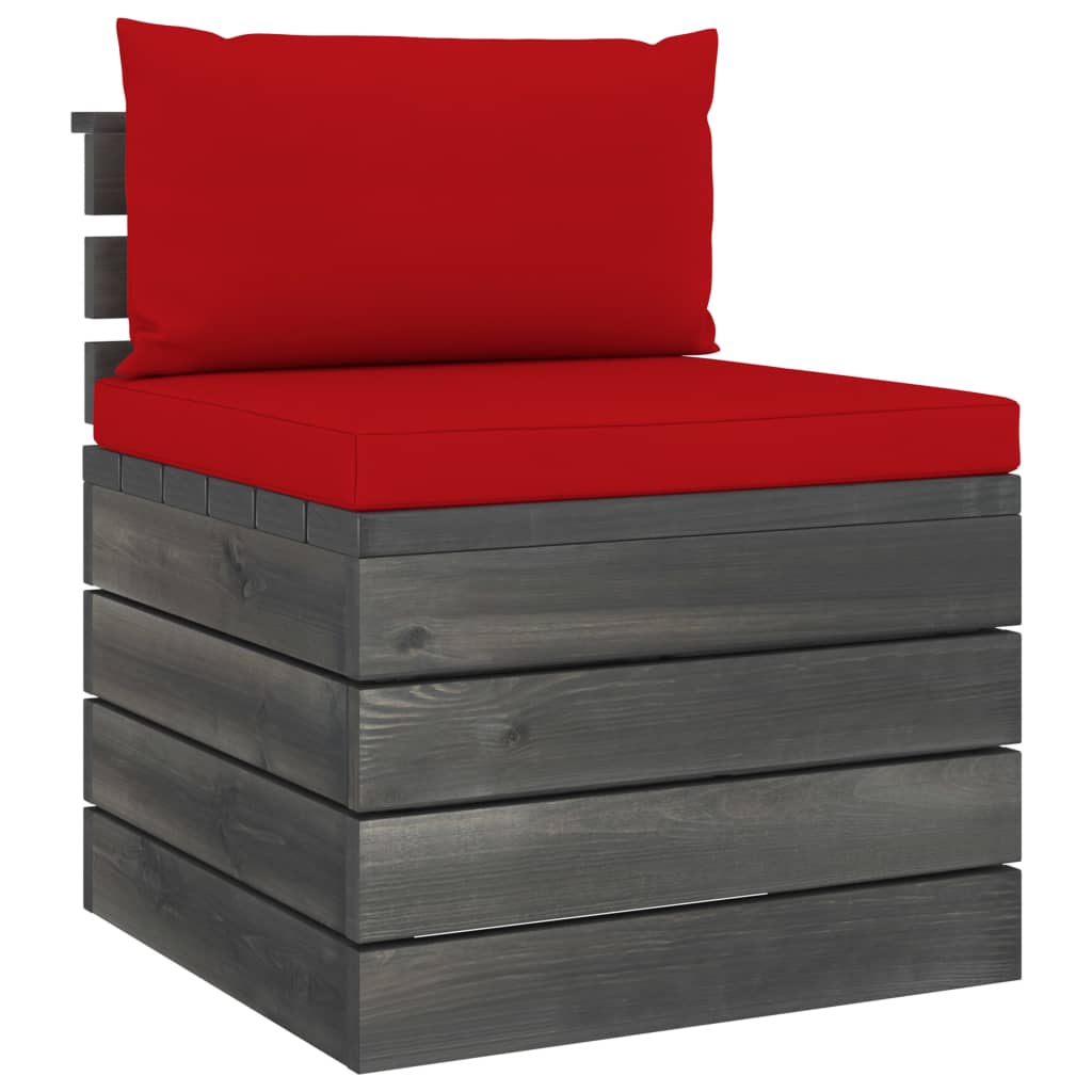 Canapea de gradina cu spatar din paleti cu perna colorata, vidaXL, Lemn, 60 x 65 x 71.5 cm, Rosu