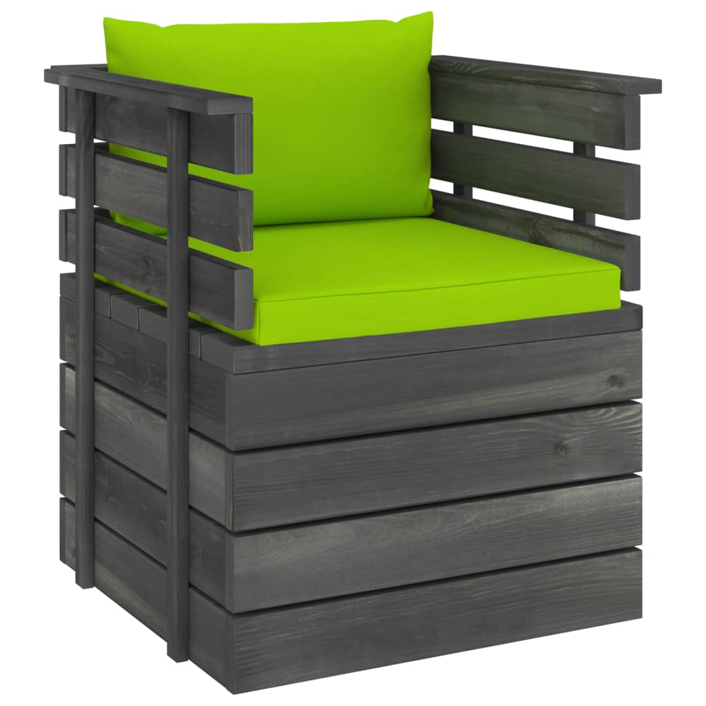 Fotoliu de gradina cu perne colorate, vidaXL, Lemn, 70 x 65 x 71.5 cm, Verde deschis