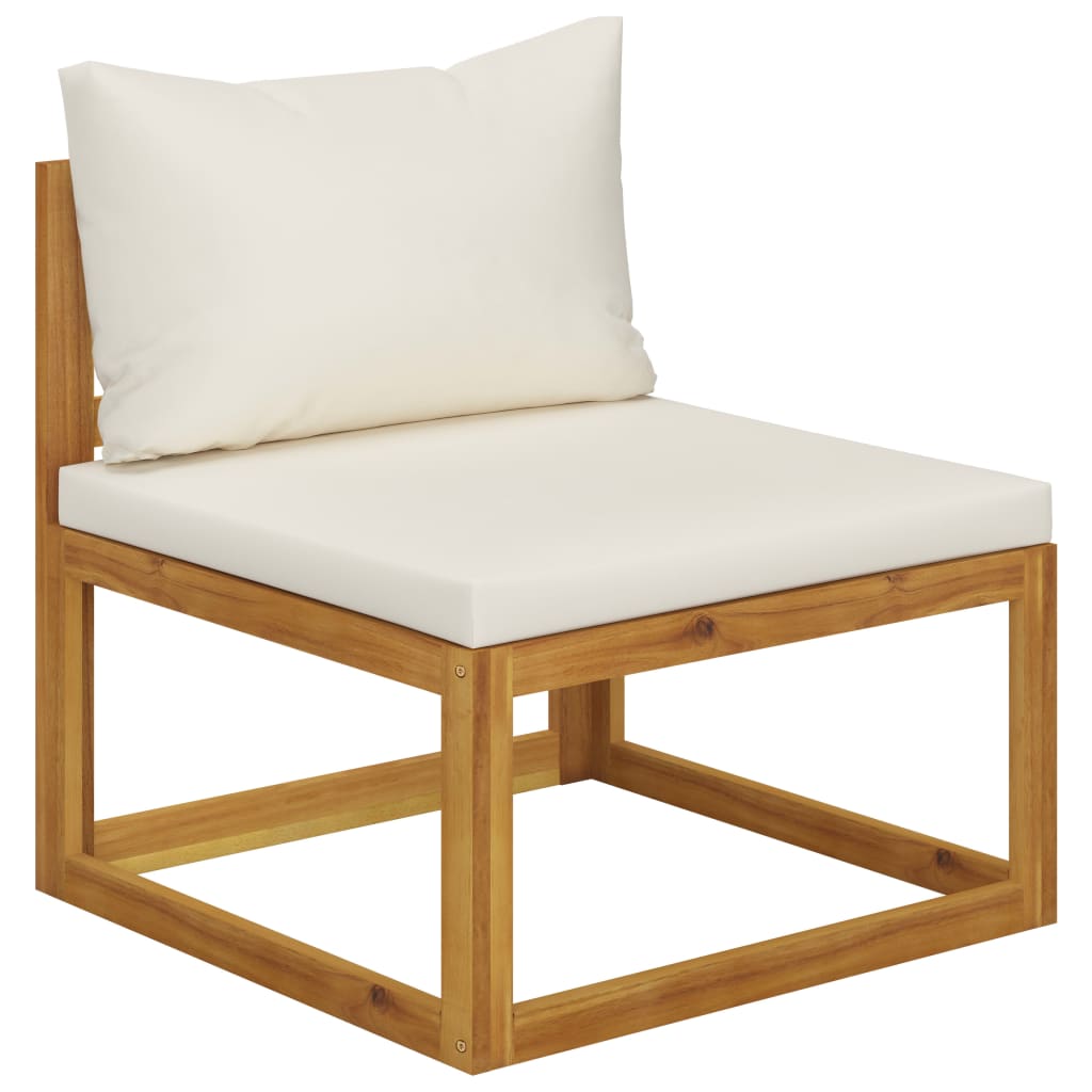 Canapea de mijloc modulara cu perne vidaXL, Lemn de acacia, 68 x 70 x 60 cm, Maro/Crem