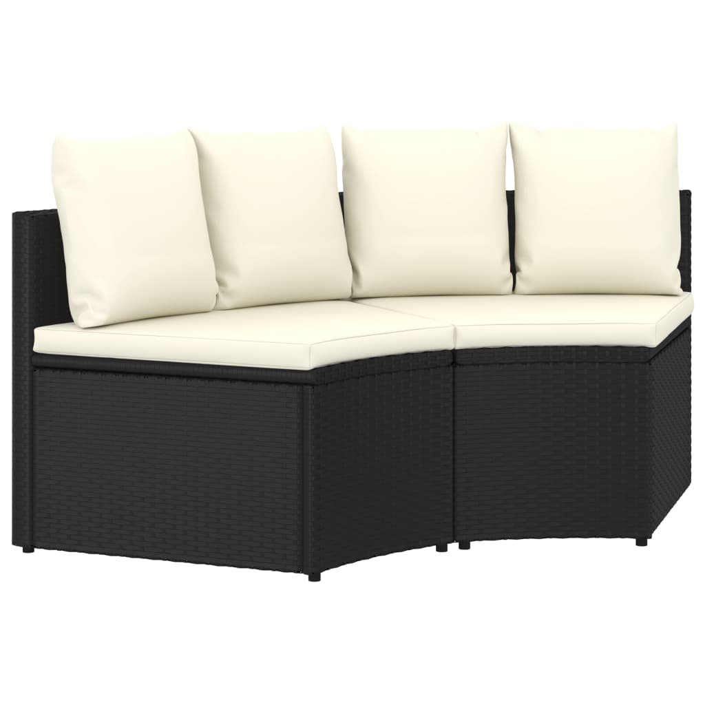 Set canapele de gradina cu picioare ajustabile si perne vidaXL, Poliratan, 88 x 66 x 67 cm, Negru