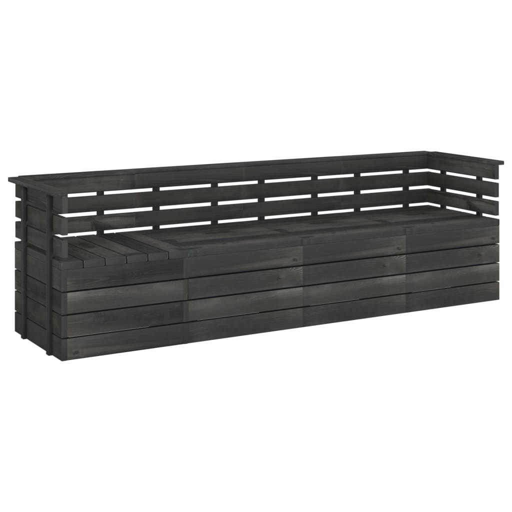 Canapea de gradina din paleti cu 4 locuri, vidaXL, Lemn, 60 x 65 x 71.5 cm, Gri