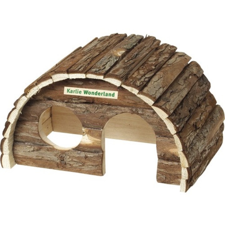 Casuta rotunda Karlie pentru rozatoare/animale talie mica, 15x9x9 cm, natur