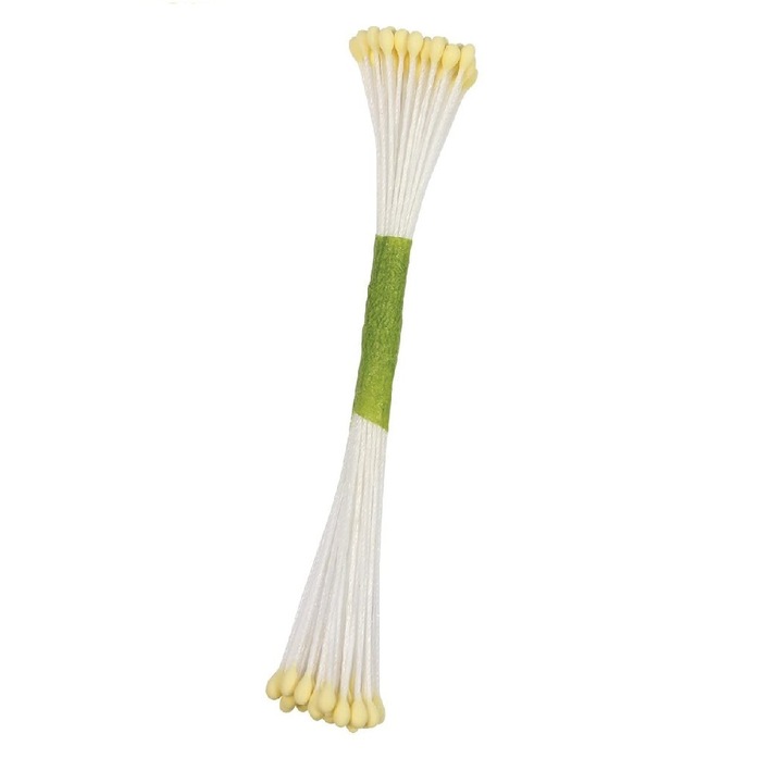 Set stamine (necomestibile) pentru decoratiuni florale, JEM, 50 bucati, bej