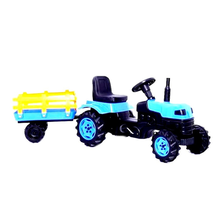 Tractor cu pedale si remorca Enhos Toys,culoare albastru