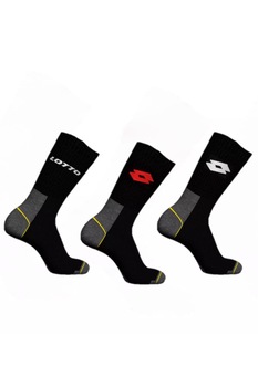 Set 3 Perechi Sosete Barbati Lotto lungi cu inscriptie logo, Negru, 39-42 Set 3 Perechi Sosete Barbati Lotto lungi cu inscriptie logo, Negru, 39-42