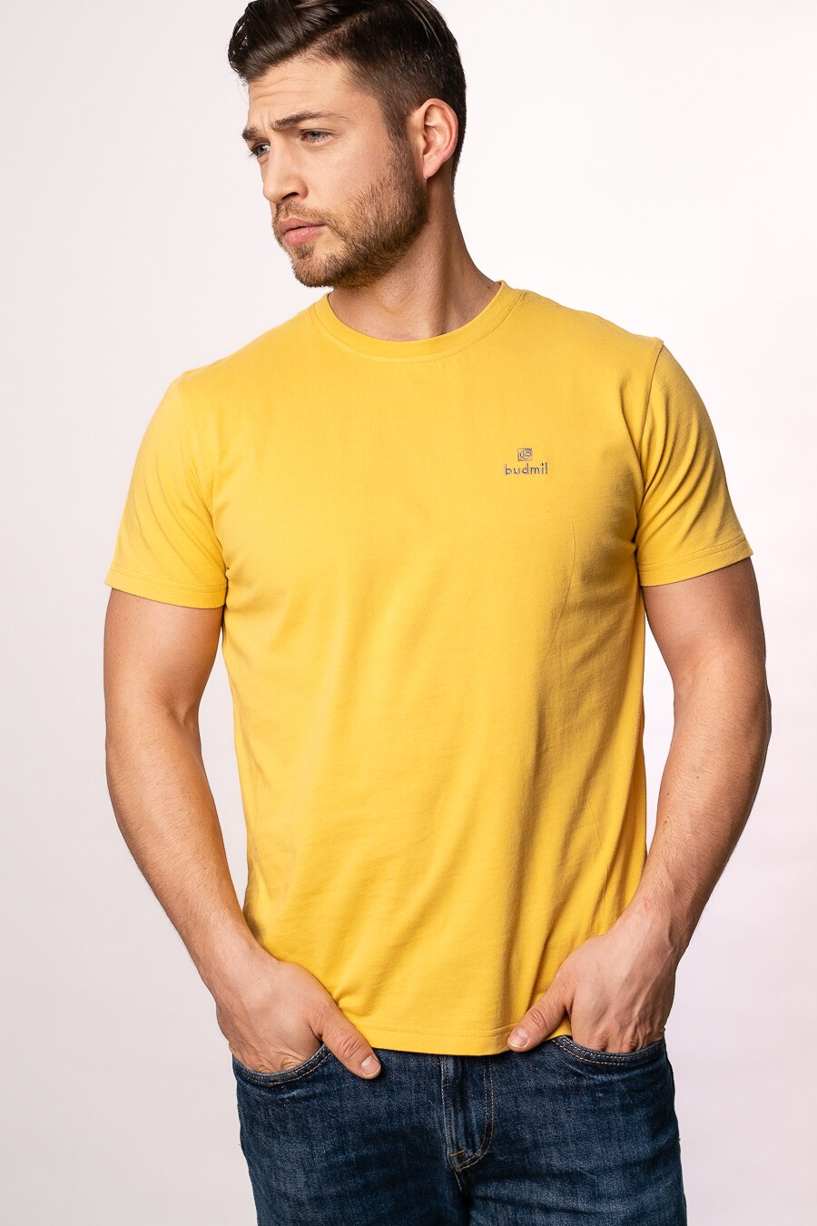 Tricou polo Budmil, Albastru inchis, Galben