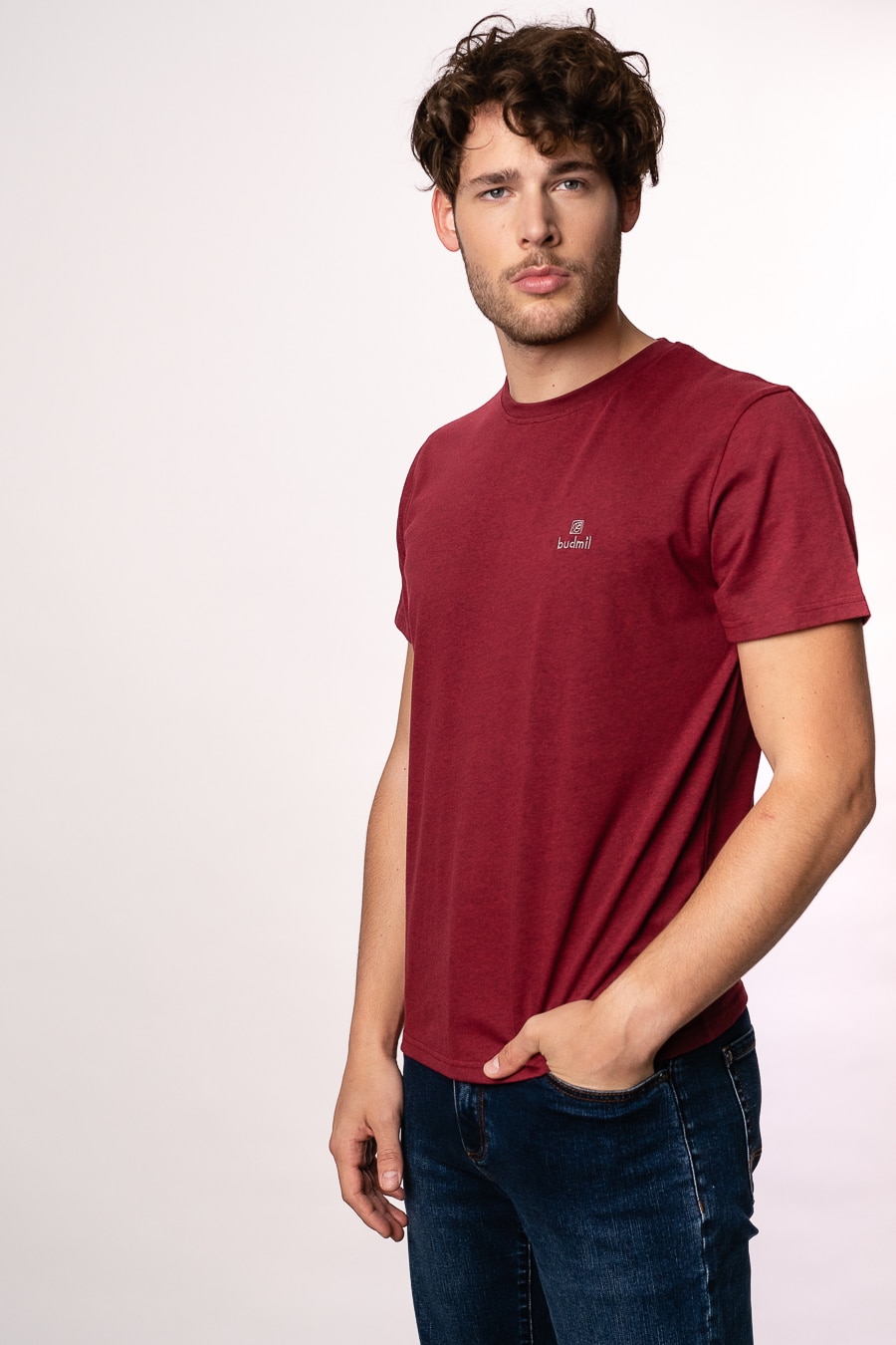 Tricou polo Budmil, bumbac, Burgundy, Negru