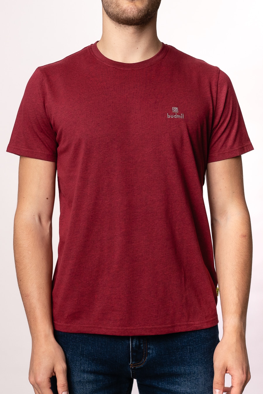 Tricou polo Budmil, bumbac, Burgundy, Burgundy/Negru