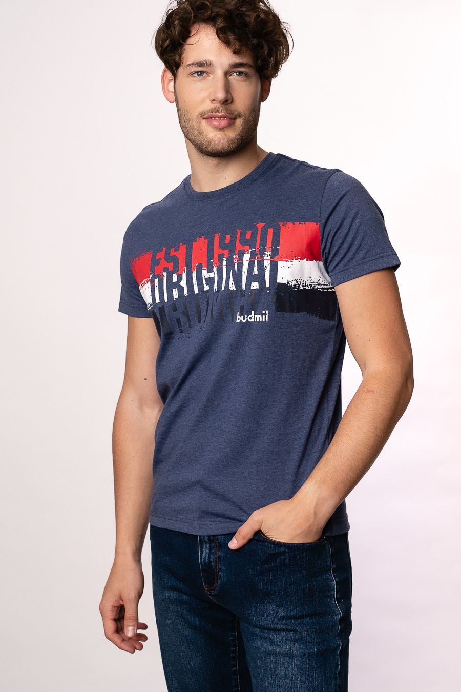 Tricou polo Budmil, Albastru inchis, bumbac, Negru
