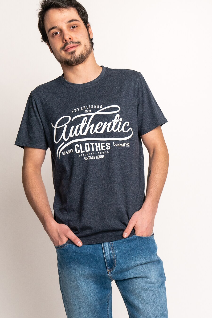 Tricou polo Budmil, casual, Albastru inchis, Negru