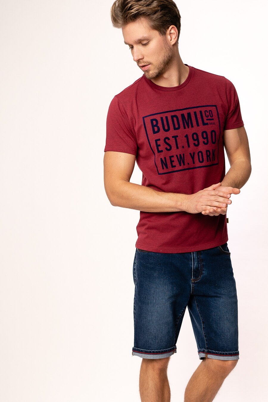 Tricou polo Budmil, asimetric, Burgundy, Negru