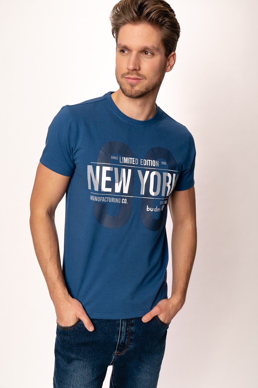 Tricou polo Budmil, asimetric, Albastru, Negru