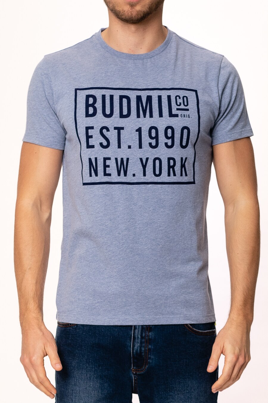 Tricou polo Budmil, est. 1990, Albastru deschis, Albastru deschis/Negru