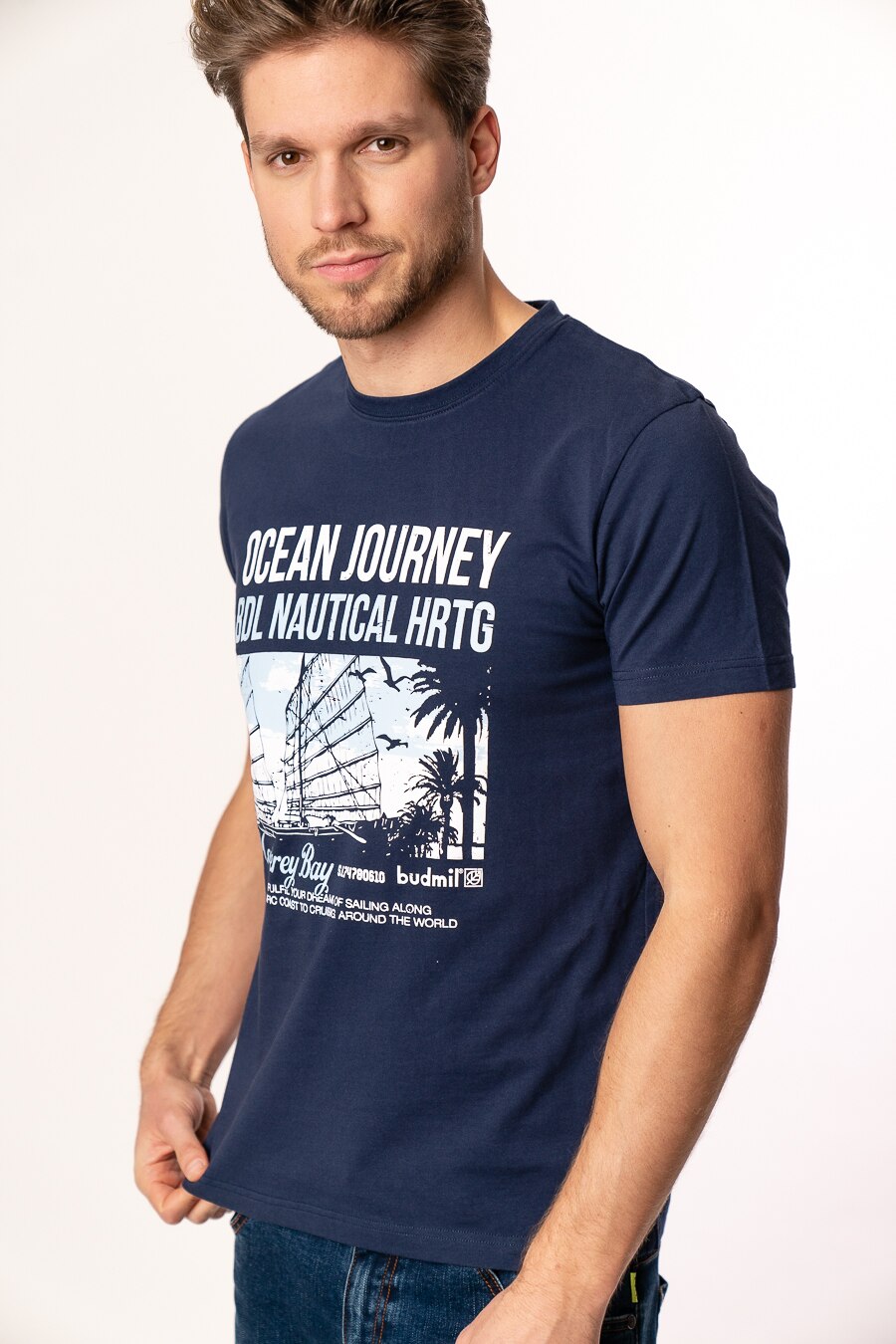 Tricou polo Budmil, casual, bumbac, Albastru inchis, Negru
