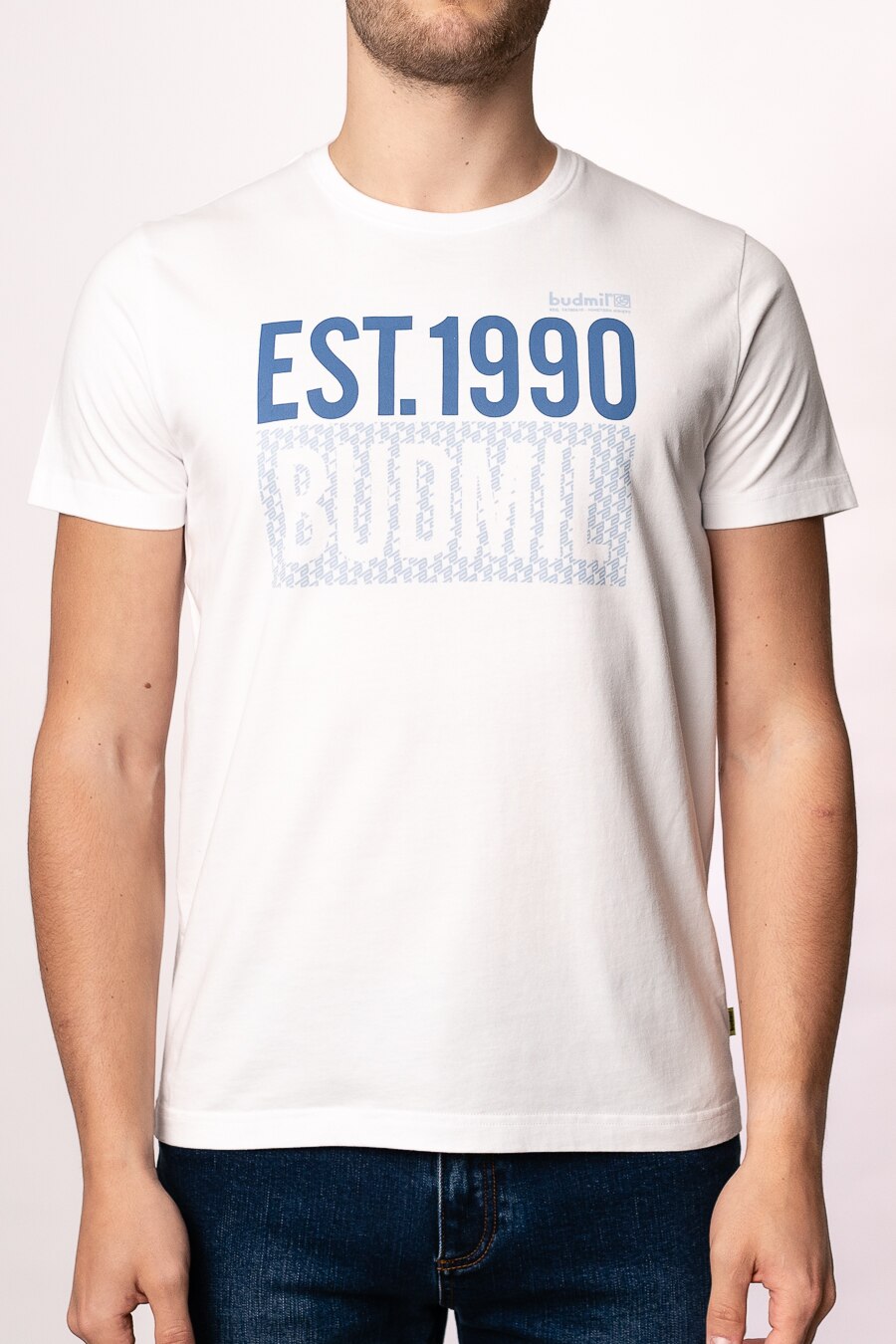 Tricou polo, est. 1990, Budmil, Alb, Alb/Negru