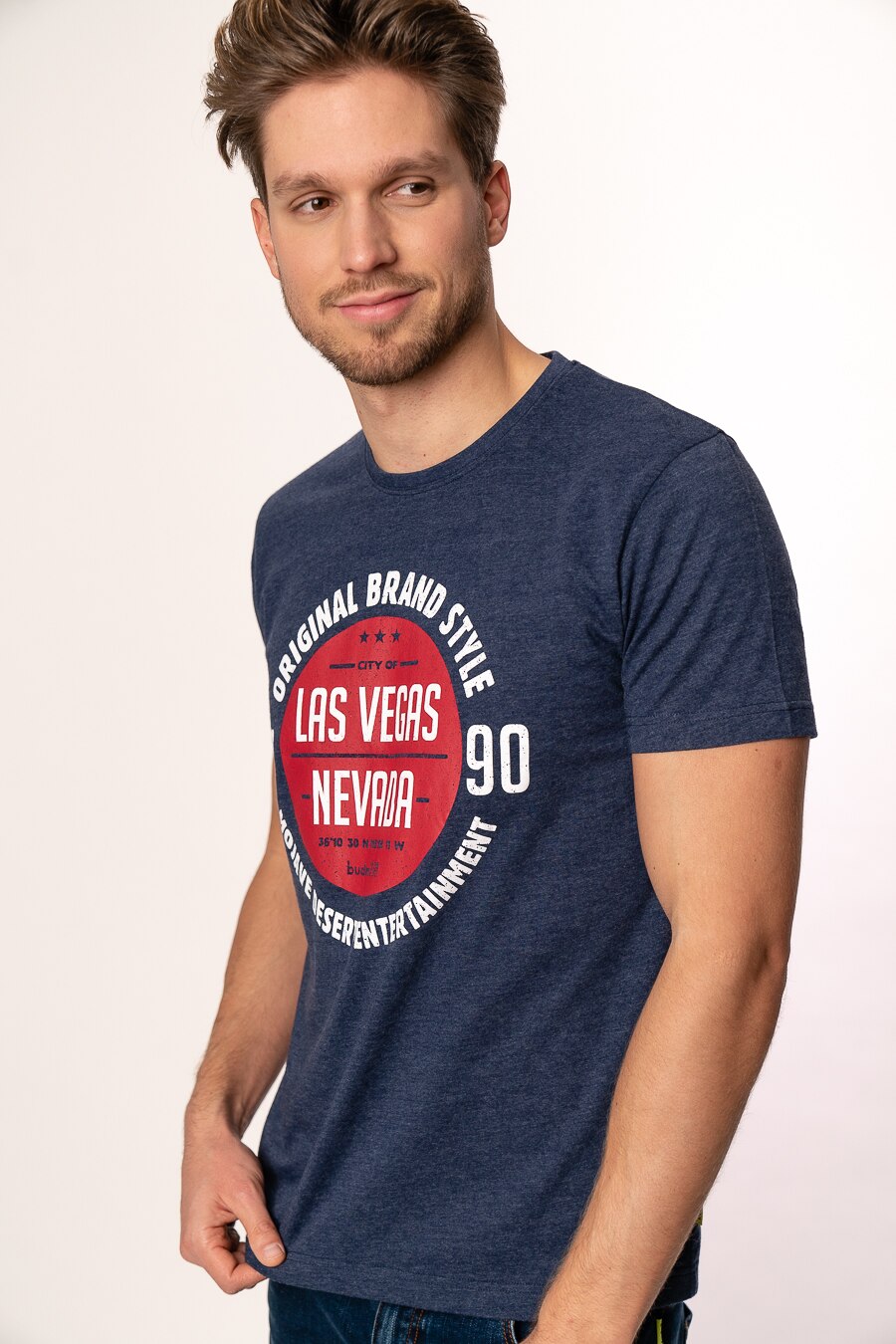 Tricou polo Budmil, asimetric, bumbac, Albastru inchis, Negru