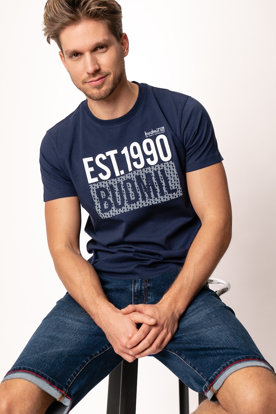 Tricou polo Budmil, bumbac, uni, Albastru inchis, Negru