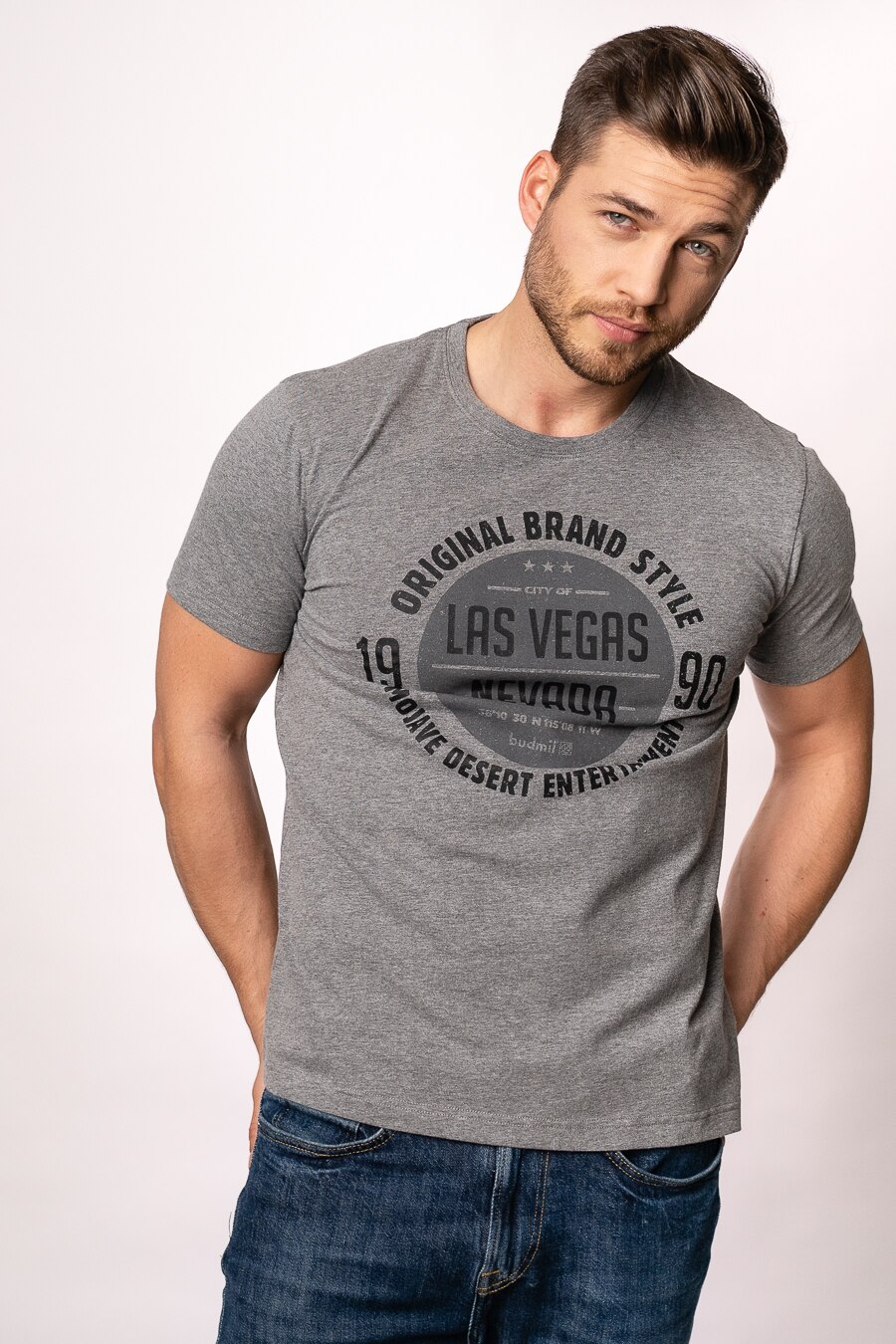 Tricou polo Budmil, asimetric, Gri, Negru