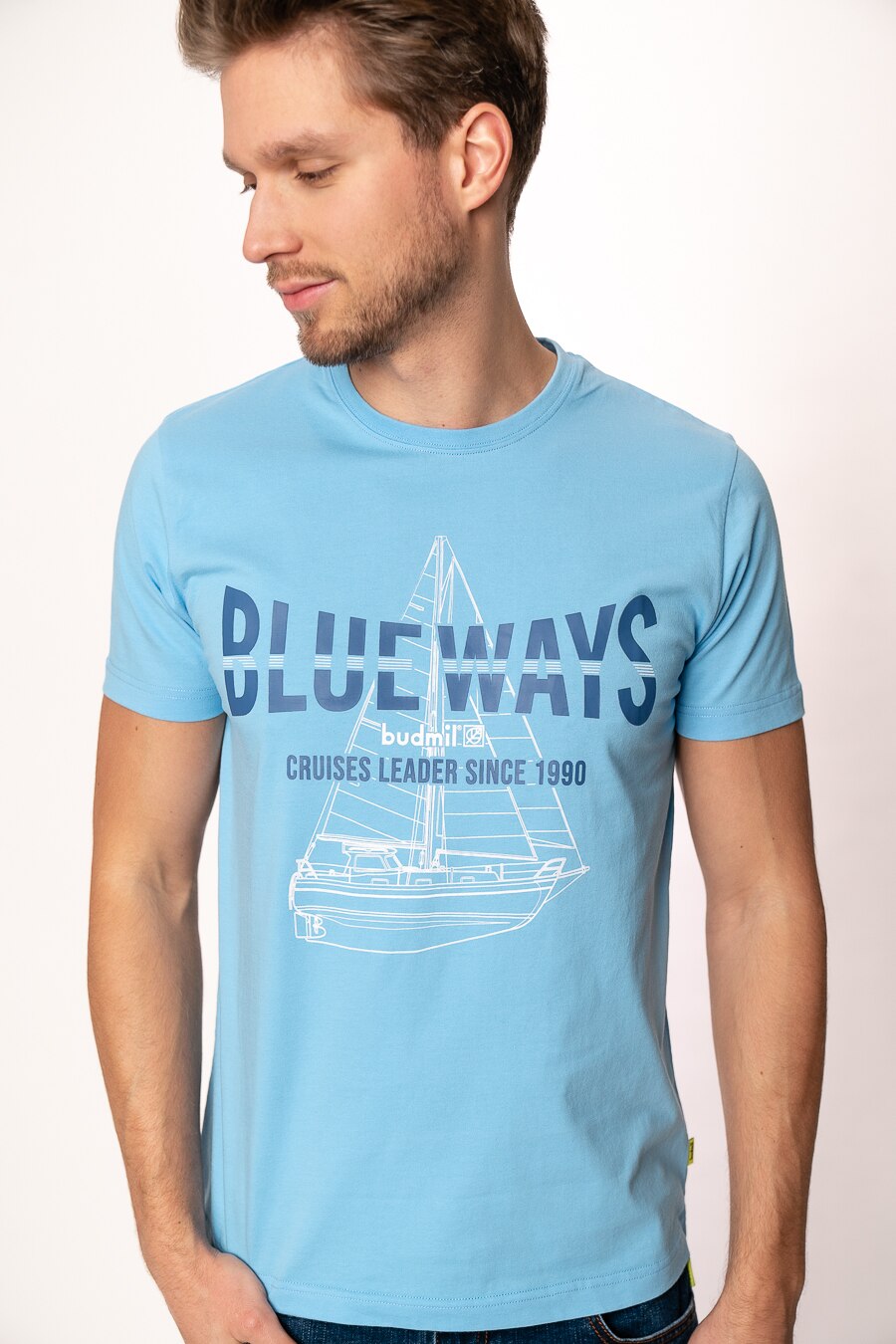 Tricou polo Budmil,Blue Ways, Albastru deschis, Negru