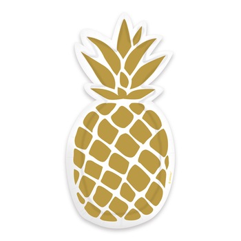 Set 6 Farfurii Ananas, Auriu, 24 cm Set 6 Farfurii Ananas, Auriu, 24 cm