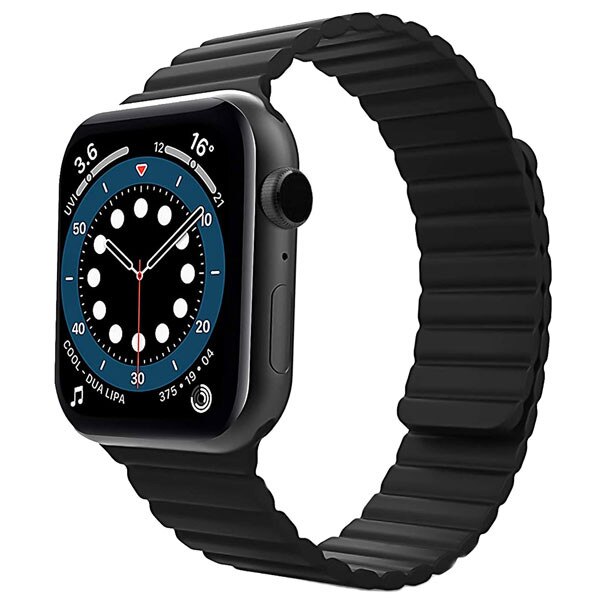 Curea iUni compatibila cu Apple Watch 1/2/3/4/5/6, 40mm, Silicon Magnetic, Black