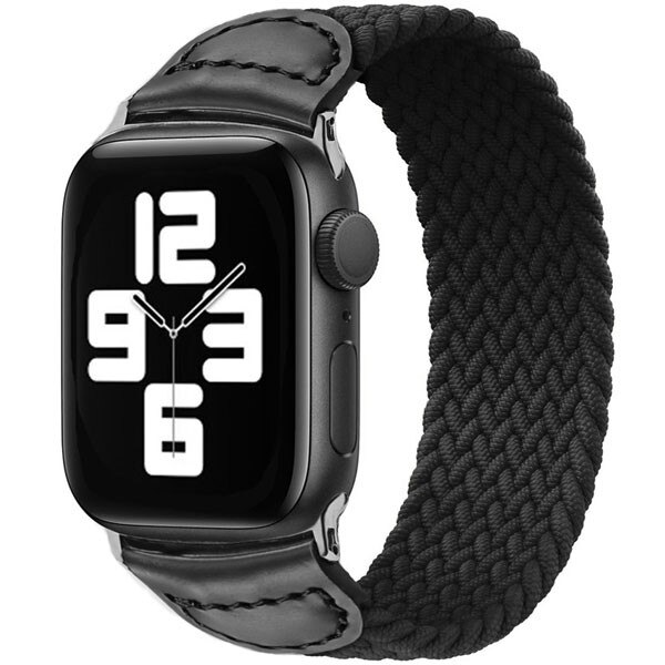 Curea iUni compatibila cu Apple Watch 1/2/3/4/5/6, 38mm, Braided Solo Loop, Black
