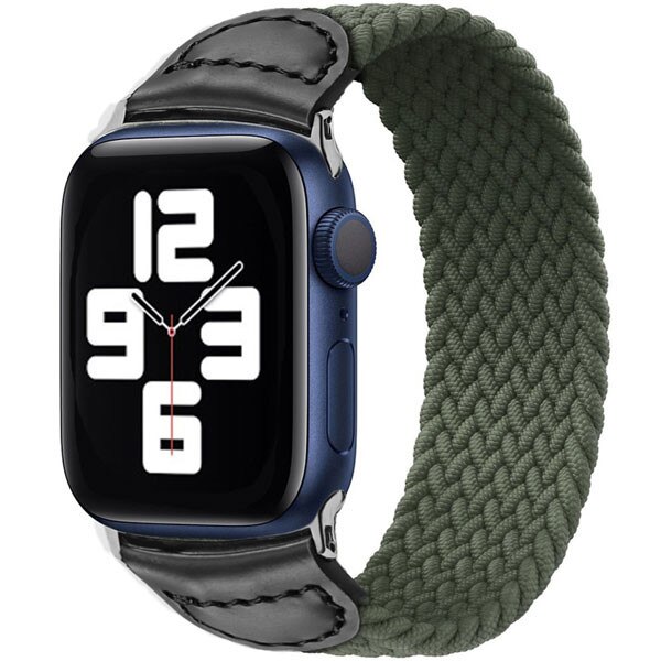 Curea iUni compatibila cu Apple Watch 1/2/3/4/5/6, 44mm, Braided Solo Loop, Green