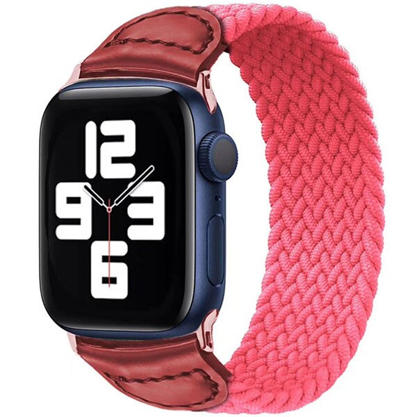 Curea iUni compatibila cu Apple Watch 1/2/3/4/5/6, 38mm, Braided Solo Loop, Pink