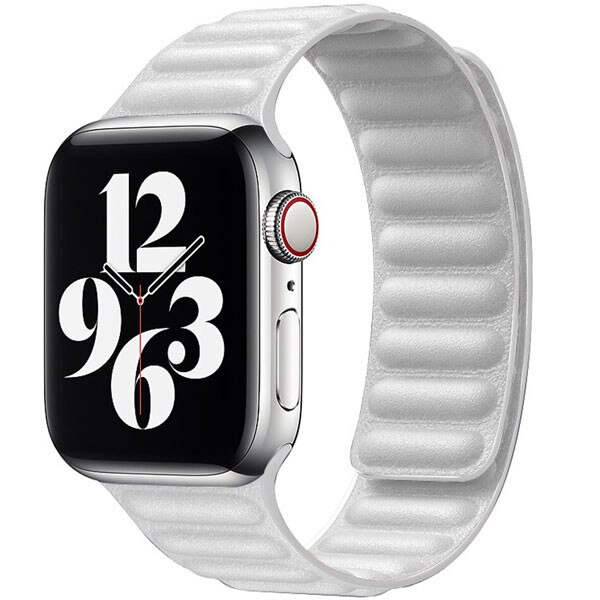 Curea iUni compatibila cu Apple Watch 1/2/3/4/5/6, 40mm, Leather Link, White