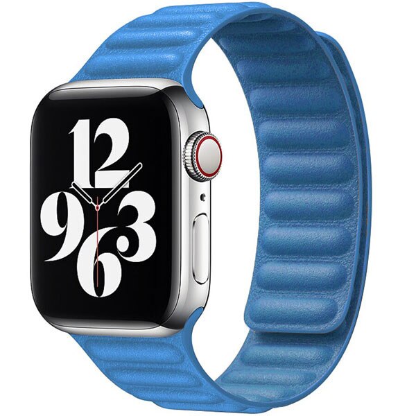 Curea iUni compatibila cu Apple Watch 1/2/3/4/5/6, 40mm, Leather Link, Blue