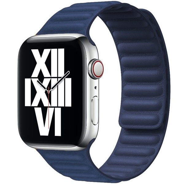 Curea iUni compatibila cu Apple Watch 1/2/3/4/5/6, 40mm, Leather Link, Midnight Blue