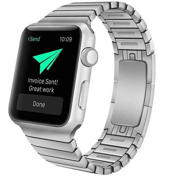 Curea iUni compatibila cu Apple Watch 1/2/3/4/5/6, 44mm, Steel Belt, Silver