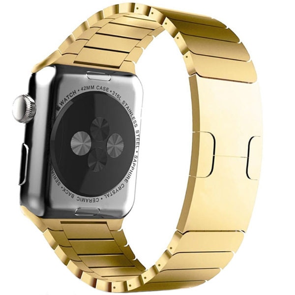 Curea iUni compatibila cu Apple Watch 1/2/3/4/5/6, 42mm, Steel Belt, Gold