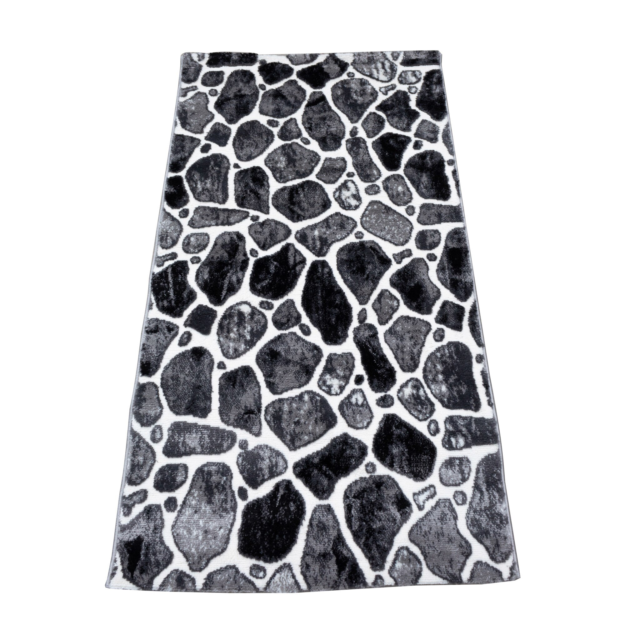 Covor Silver 100 , 70x120 cm,30% poliester 70% polipropilena heat-set , inaltime plus 9 mm, gramaj 1800g/mp, model imitatie pietre gri