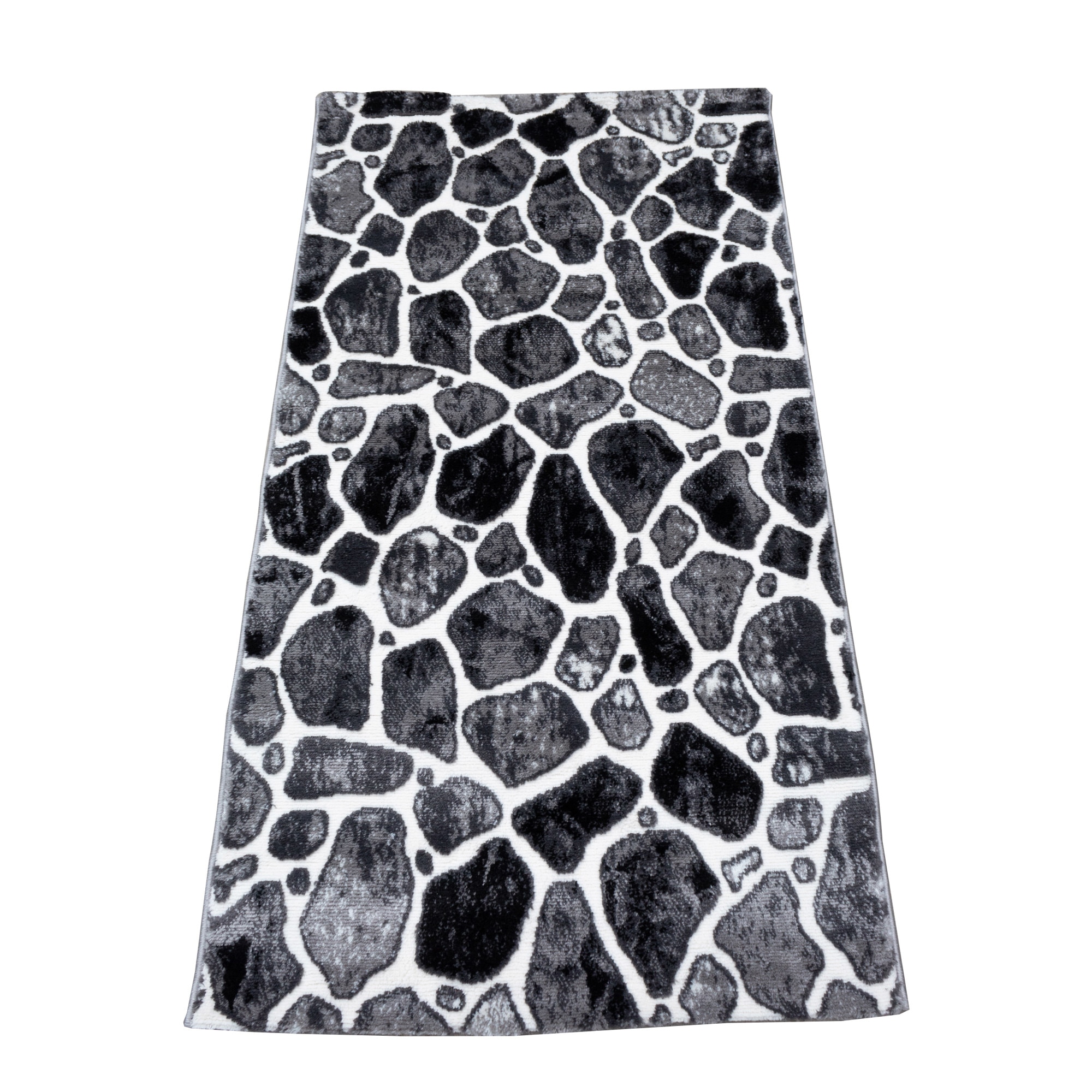 Covor Silver 100 , 80x125 cm,30% poliester 70% polipropilena heat-set , inaltime plus 9 mm, gramaj 1800g/mp, model imitatie pietre gri