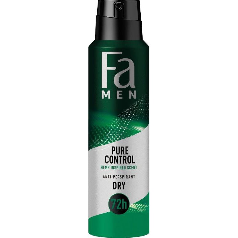 Deodorant Spray antiperspirant Fa Men Pure Control cu parfum inspirat de canepa, 150 ml
