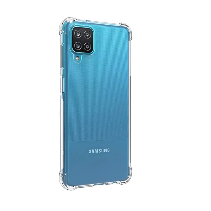 Husa slim transparenta compatibila cu Samsung Galaxy A12, antisoc, colturi intarite, silicon antialunecare, ISAG