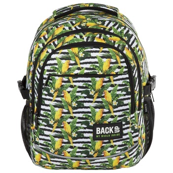 Rucsac scoala backup 2 model G 68 nuca de cocos si papagali galbeni, multicolor Rucsac scoala backup 2 model G 68 nuca de cocos si papagali galbeni, multicolor