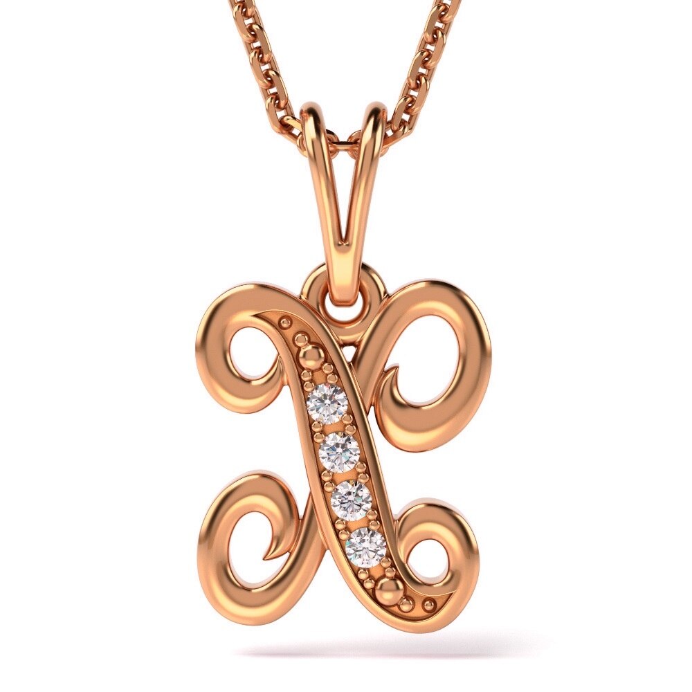 Lantisor cu pandantiv din aur roz model Litera X