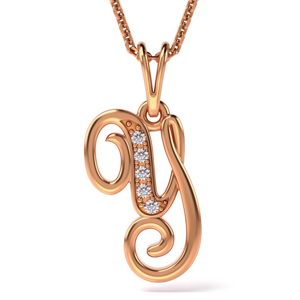 Lantisor cu pandantiv din aur roz model Litera Y