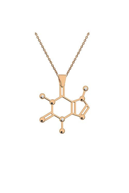 Lant cu pandantiv cafeina, Coriolan, aur roz 14K, diamant 3 x 0.01 carate, GVS1, 42-45 cm