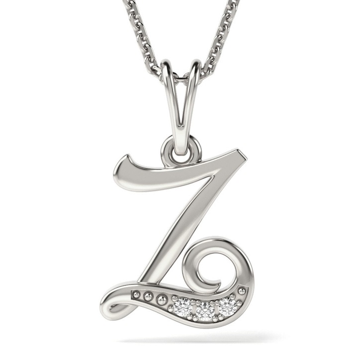 Верижка с висулка от бяло злато модел Буква Z
