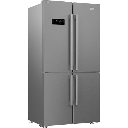 Side by side Beko GN1416231XPN, 572 l, NeoFrost Dual Cooling, Active Fresh Blue Light, Ion guard, Compresor ProSmart Inverter, Display touch control, Twist Ice Maker, Clasa F, H 182 cm, Metal Look