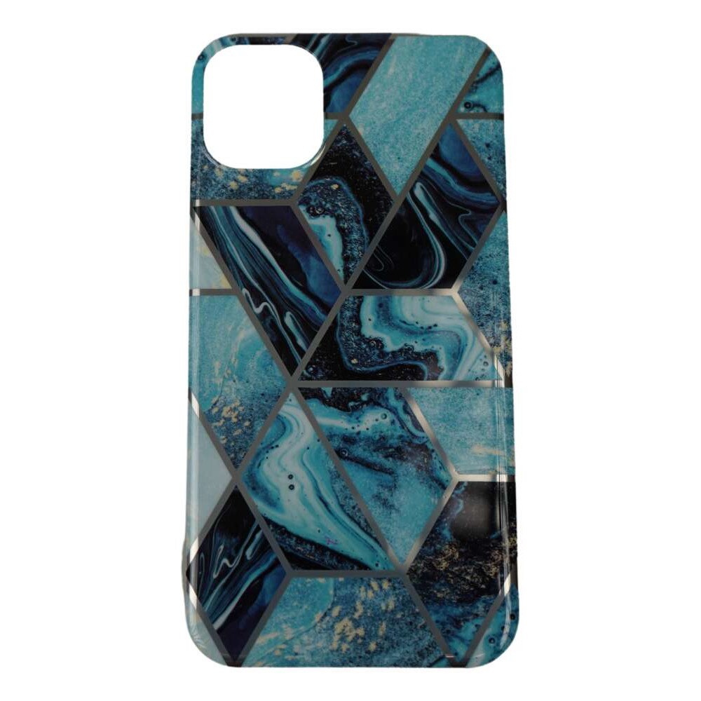 Husa protectie pentru Apple iPhone 11 Soft IMD TPU Marble Geometric Albastru
