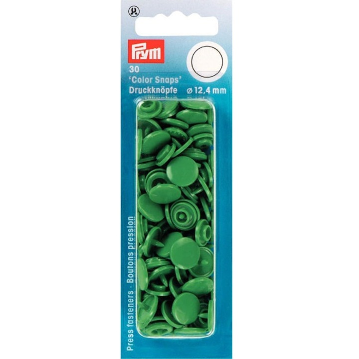 Prym műanyag patent készlet, kerek, 30 pár, átmérő 12,4 mm, zöld