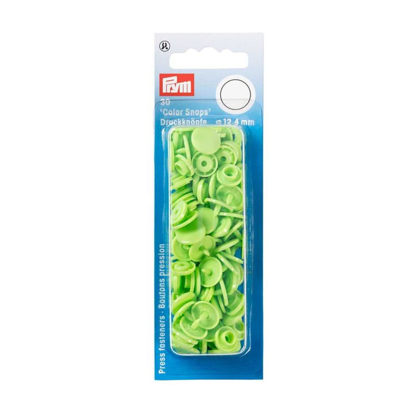 Set capse din plastic, rotunde, 30 perechi, diametru 12.4 mm, Prym, Verde deschis
